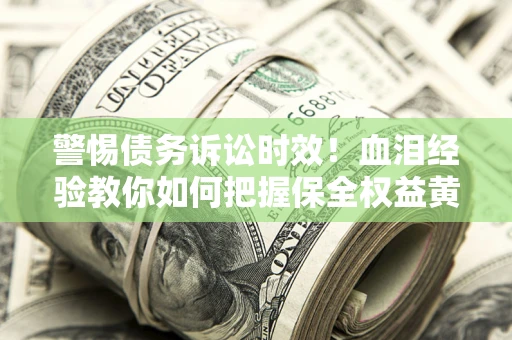 武汉警惕债务诉讼时效！血泪经验教你如何把握保全权益黄金期